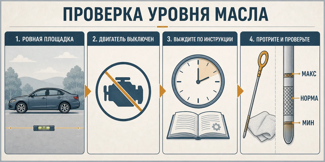 Как проверить уровень масла в двигателе правильно