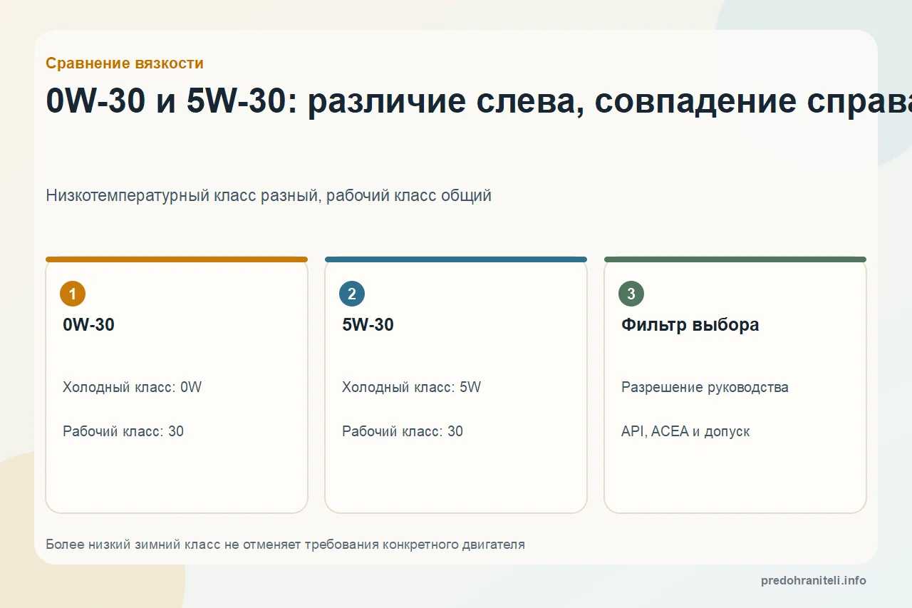 0W-30 или 5W-30: разница при холодном пуске и в работе