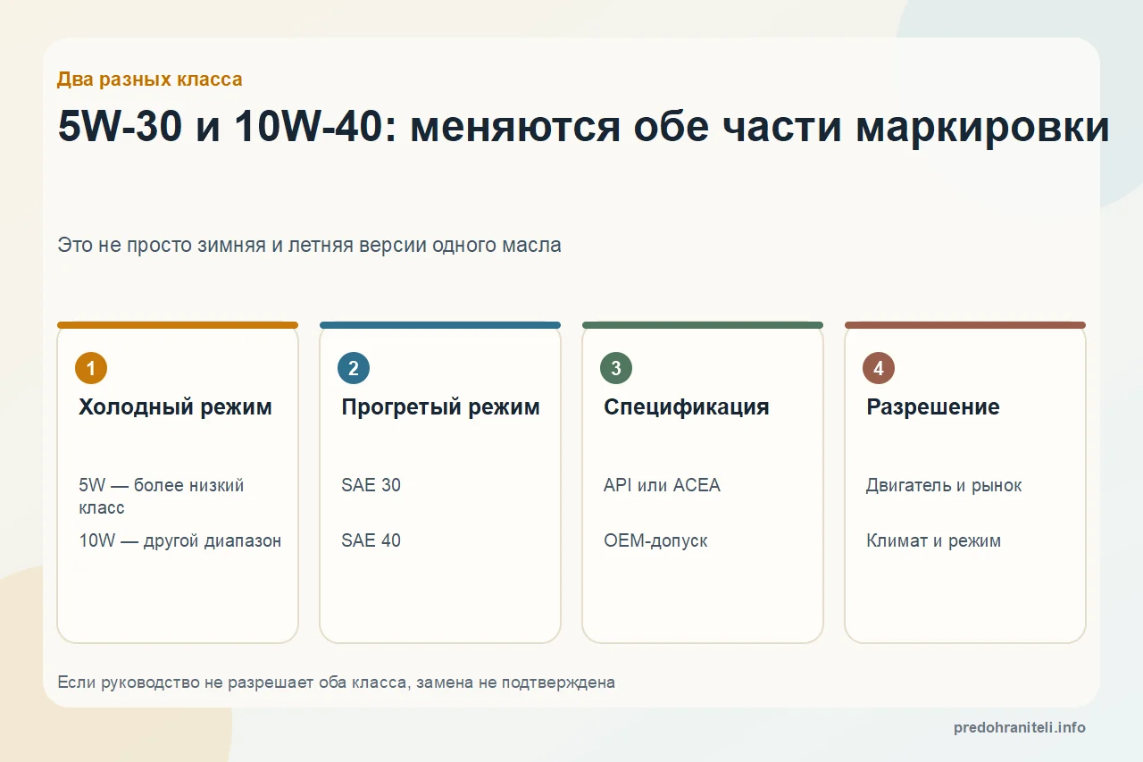 5W-30 или 10W-40: разница и допустима ли замена