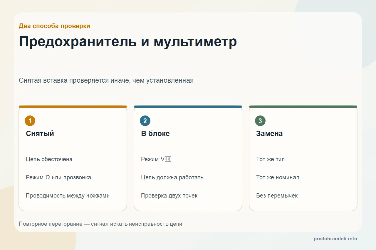Как проверить автомобильный предохранитель мультиметром
