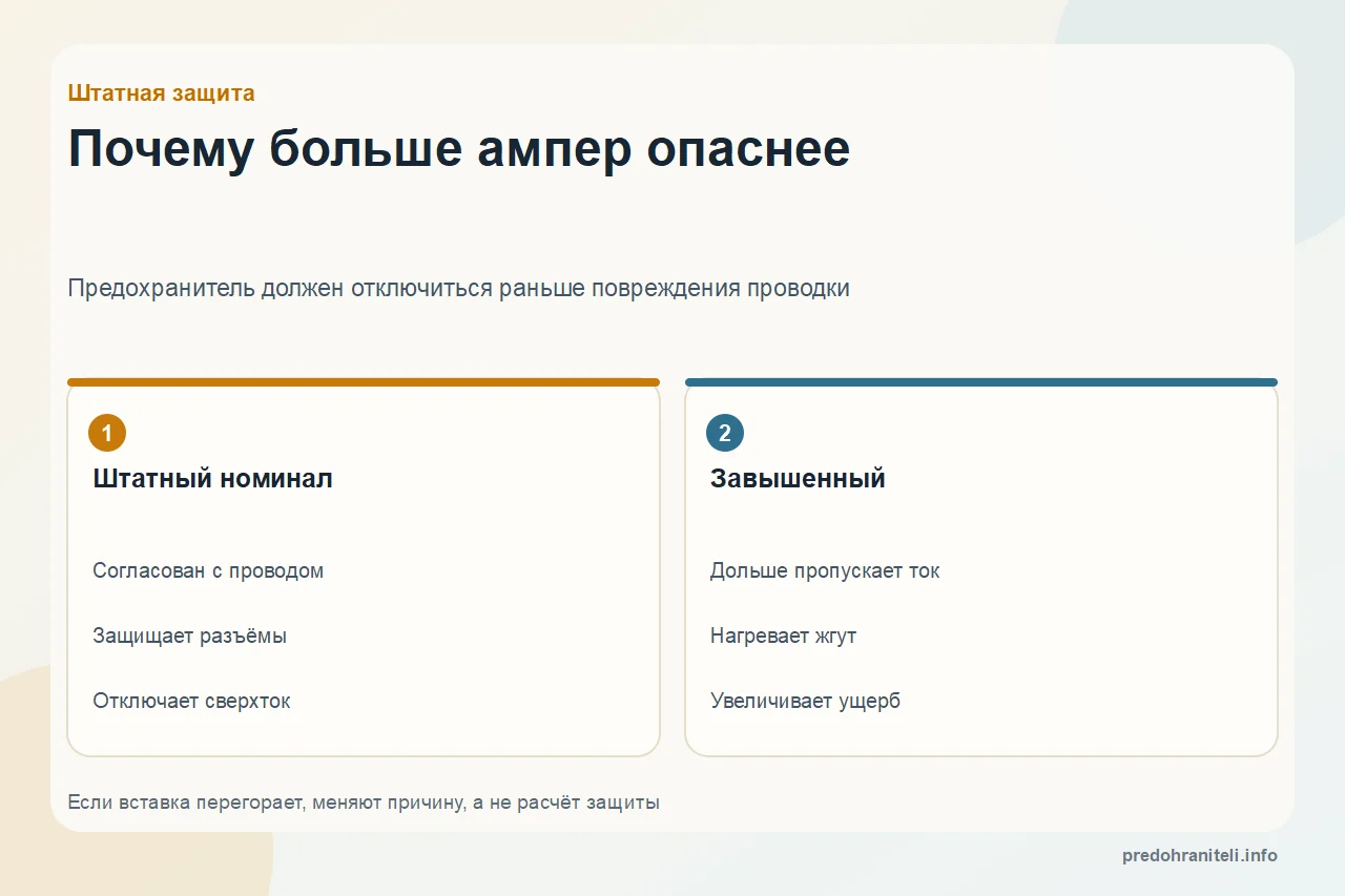 Можно ли поставить предохранитель большего номинала