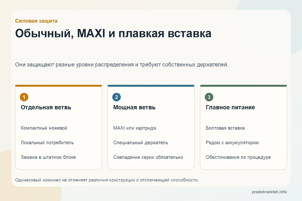 Плавкая вставка и MAXI-предохранитель: чем отличаются от обычных
