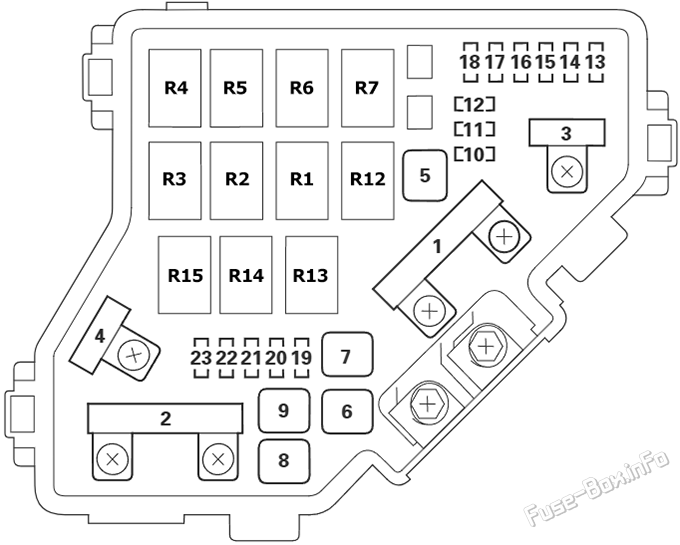 Under-hood fuse box diagram: Acura CSX (2006, 2007, 2008, 2009)