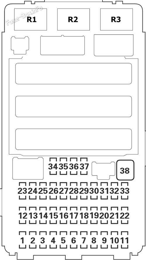 Interior fuse box diagram: Acura CSX (2006, 2007, 2008, 2009)