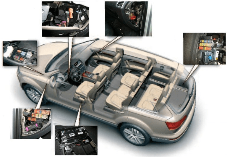 Расположение блоков предохранителей и реле Audi Q7 2005-2015 - схема 2