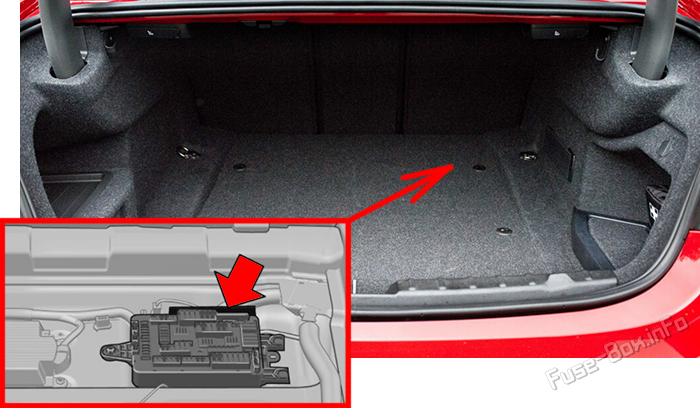 Location of the fuses in the trunk: BMW 4-Series (F32/F33/F36; 2014-2020)
