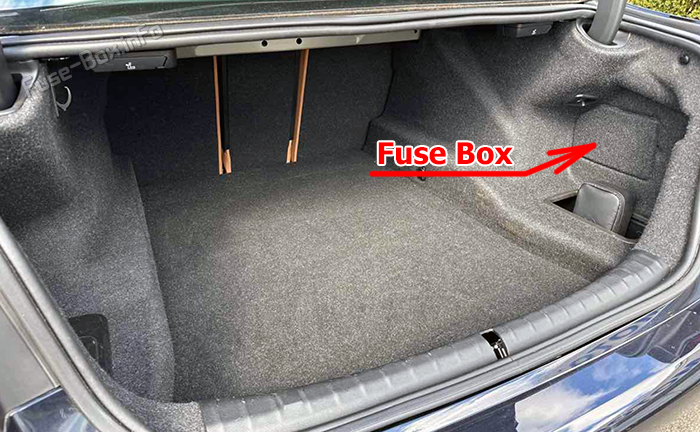 Location of the fuses in the trunk: BMW 5-Series (G30/G31/G38; 2017-2023)