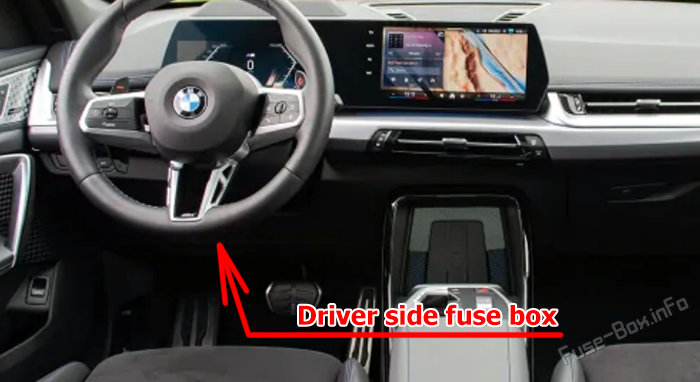 Расположение предохранителей в салоне (слева): BMW X1 (U11; 2023-2025)