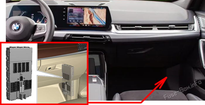Расположение блока управления кузовом (BDC): BMW X1 (U11; 2023-2025)