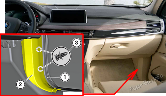 Body Domain Controller location: BMW X6 (F16; 2015-2019)