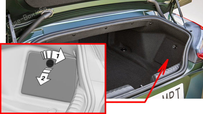 Location of the fuses in the trunk: BMW Z4 (G29; 2019-2026)