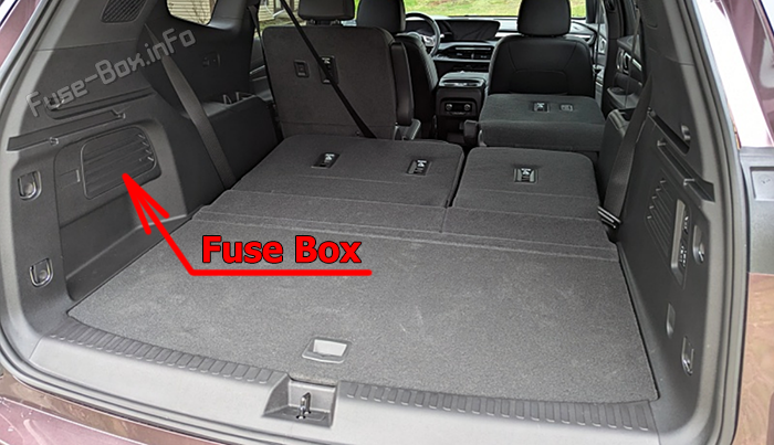 Location of the fuses in the trunk: Buick Enclave (2025-2026)