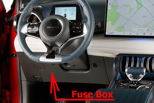 Location of the fuses in the passenger compartment (LHD): BYD Atto 3 (2022, 2023)