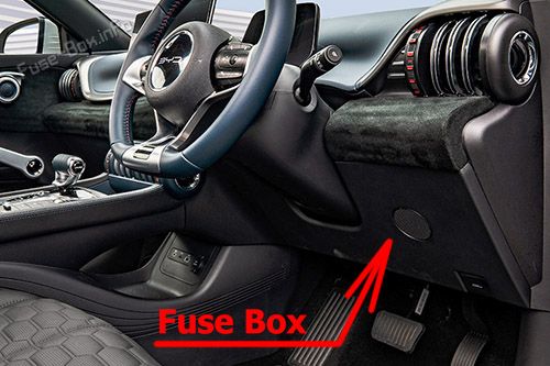 Location of the fuses in the passenger compartment (RHD): BYD Atto 3 (2022, 2023)