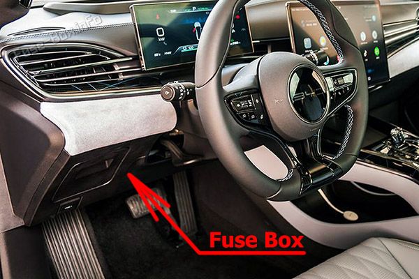Location of the fuses in the passenger compartment (LHD): BYD Seal (2022, 2023)