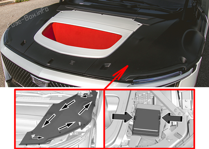 Location of the fuses in the front compartment: Cadillac Celestiq (2025-2026)