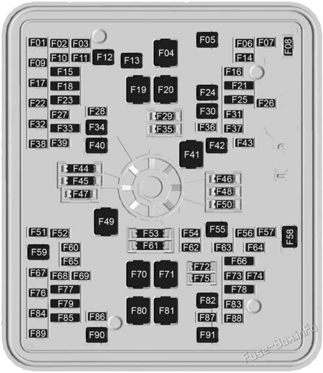Under-hood fuse box diagram: Cadillac Escalade IQ (2025-2026)