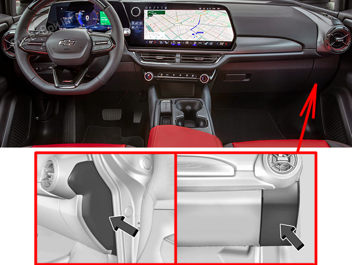 Расположение блока предохранителей в салоне: Chevrolet Equinox EV (2024-2026)