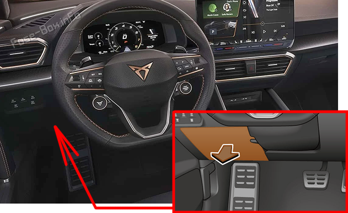 Расположение предохранителей в салоне: Cupra Formentor (2024-2026)