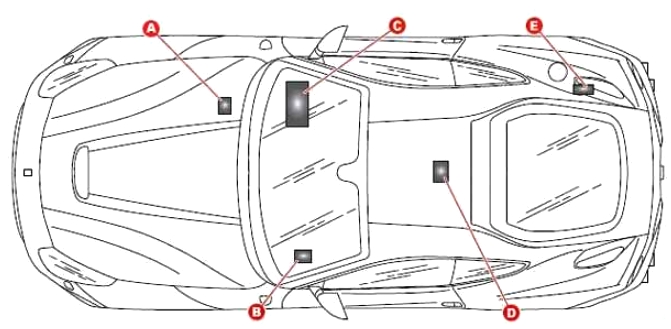 Расположение блоков предохранителей и реле Ferrari F12 Berlinetta 2012-2017 - схема 1