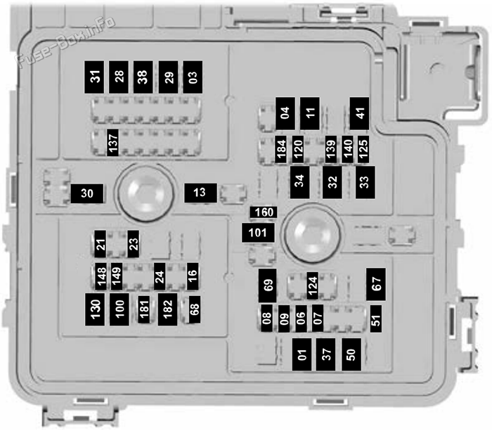 Under-hood fuse box diagram: Ford Mustang (2025-2026)