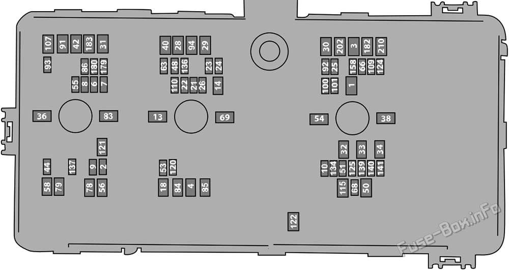 Under-hood fuse box diagram: Ford Ranger (2024-2026)