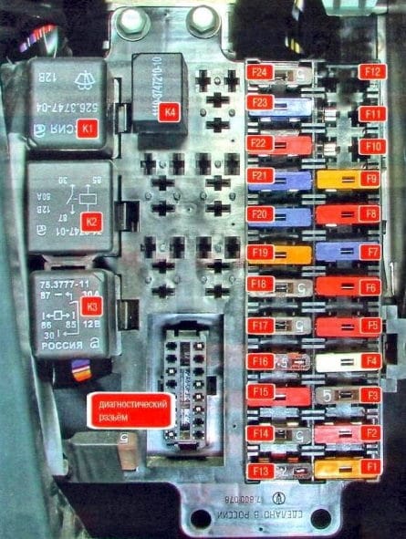 Расположение блоков предохранителей и реле Газель Next - схема 2 Расположение блоков предохранителей и реле Газель Next - схема 2