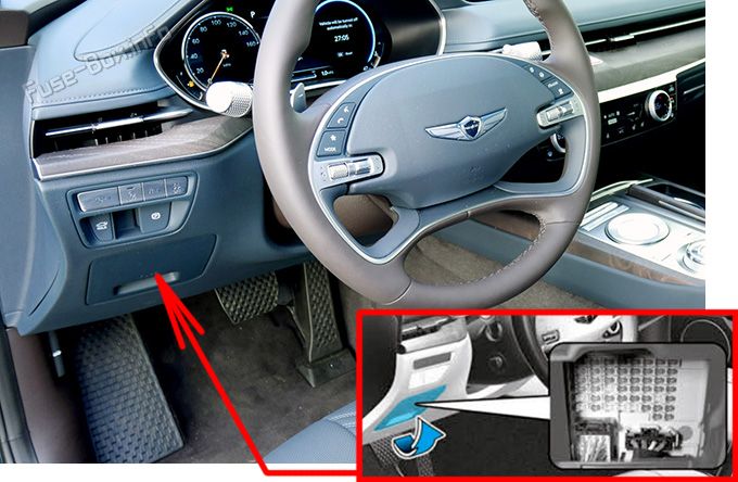 Расположение предохранителей в салоне: Genesis G80 (2021, 2022, 2023)