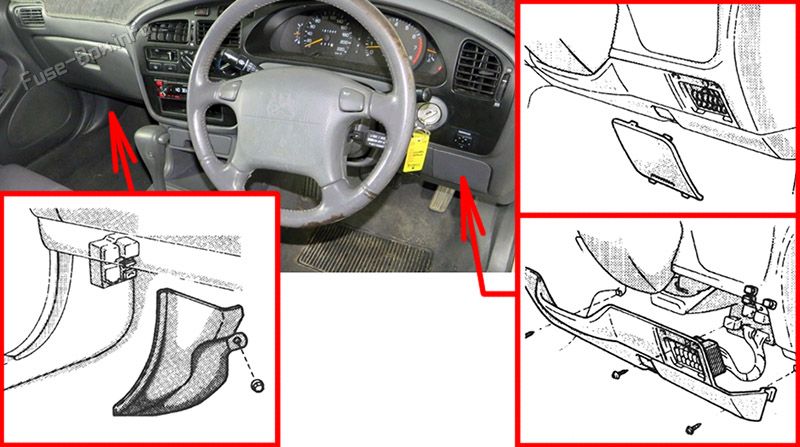 Расположение предохранителей в салоне: Holden Apollo (1993-1997)