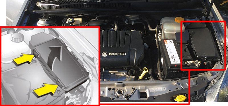 Расположение предохранителей в моторном отсеке: Holden Astra (AH; 2004-2009)