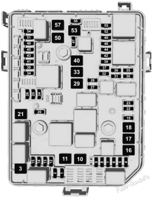 Under-hood fuse box diagram: Holden Astra (BL; 2017, 2018)