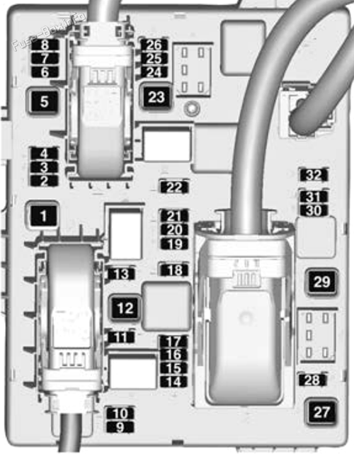 Trunk fuse box diagram: Holden Astra (PJ; 2015, 2016, 2017)