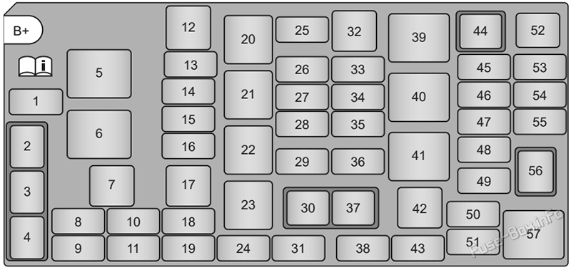 Under-hood fuse box diagram (ver.1): Holden Barina Spark (MJ; 2010-2015)