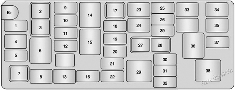 Under-hood fuse box diagram (ver.2): Holden Barina Spark (MJ; 2010-2015)