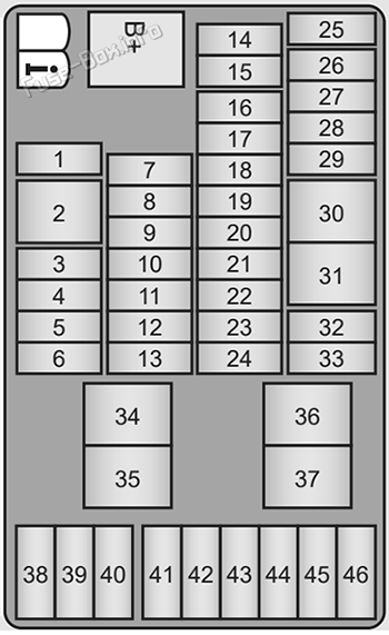 Instrument panel fuse box diagram (ver.1): Holden Barina Spark (MJ; 2010-2015)