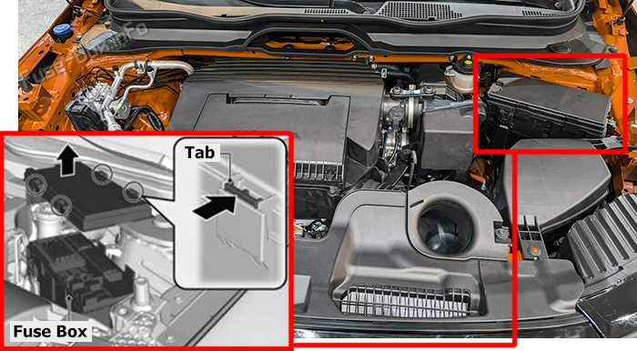 Location of the fuses in the engine compartment: Honda Passport (2026)