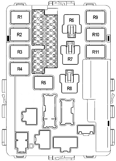 Расположение блоков предохранителей и реле Infiniti FX35 и FX45 2003-2008 - схема 7