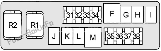 Схема блока предохранителей №2 (2002-2007 гг.)