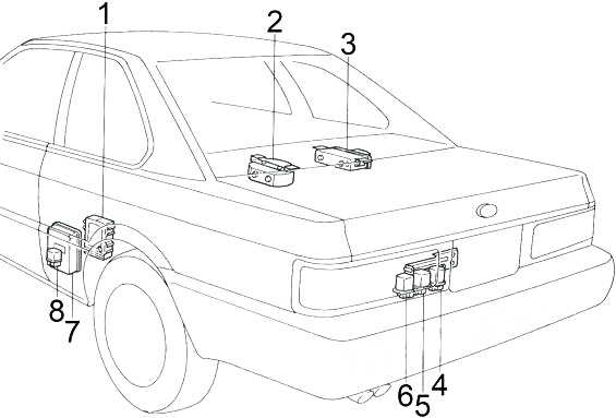 Расположение блоков предохранителей и реле Infiniti M30 1990-1992 - схема 2