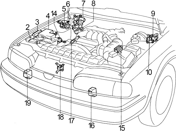 Расположение блоков предохранителей и реле Infiniti Q45 1990-1996 - схема 5