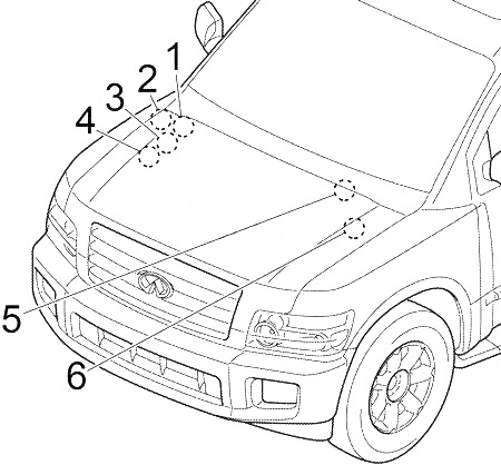 Расположение блоков предохранителей и реле Infiniti QX56 2004-2010 - схема 6