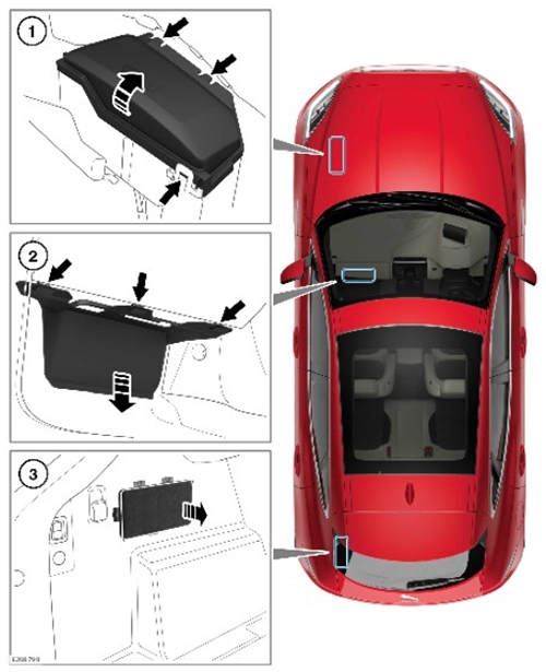 Расположение блоков предохранителей и реле Jaguar E-Pace 2018-2020 - схема 1