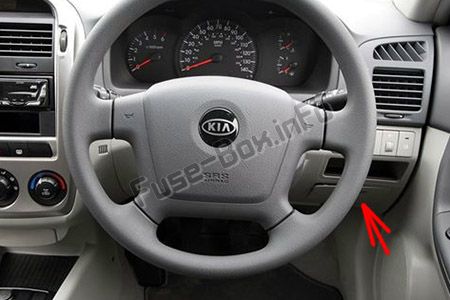 The location of the fuses in the passenger compartment (RHD): KIA Forte / Cerato (2004-2008)