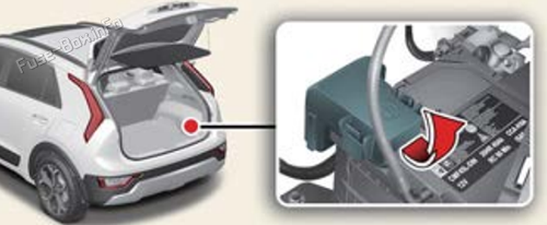 Battery terminal cover location: KIA Niro HEV/PHEV (2023-2025)