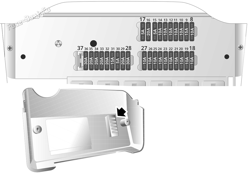 Main fuse box diagram: Land Rover Defender (2001, 2002, 2003, 2004, 2005, 2006)
