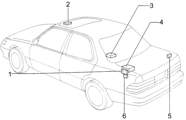 Расположение блоков предохранителей и реле Lexus ES 300 XV10 1991-1996 - схема 7