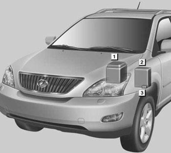 Расположение блоков предохранителей и реле Lexus RX 330 XU30 2004-2006 - схема 1