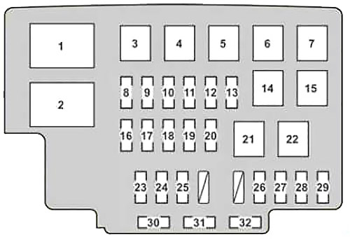 Расположение блоков предохранителей и реле Lexus RX 350 XU30 2007-2009 - схема 5