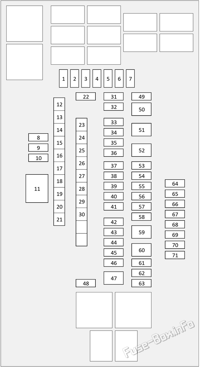 Under-hood fuse box diagram: Lexus RX (210t/300/350/450H) (2016-2022)