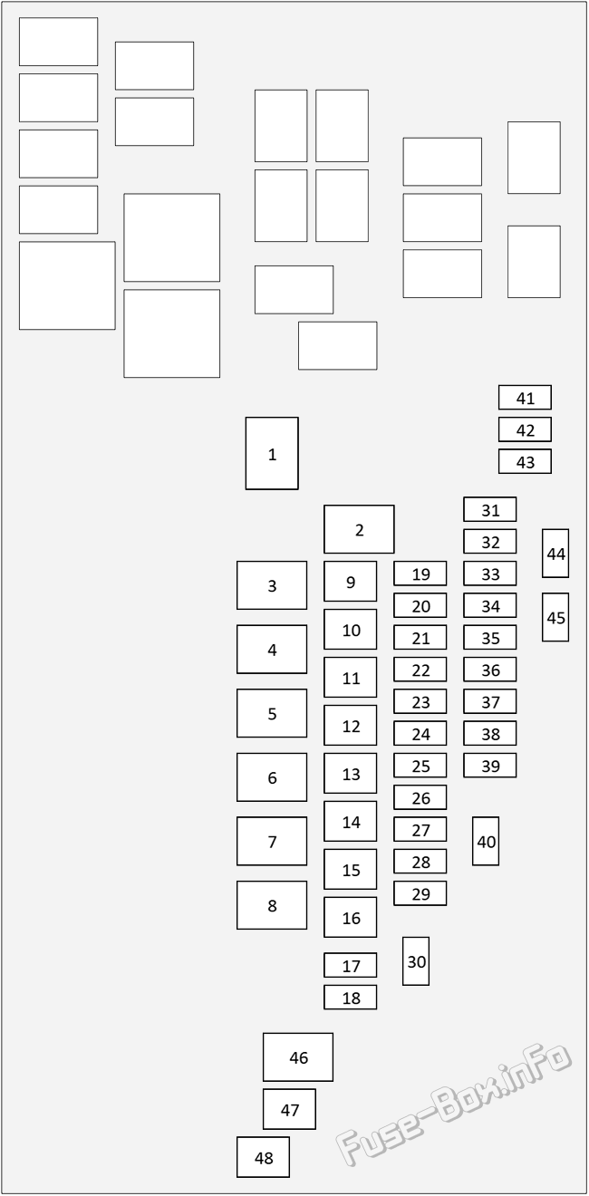 Under-hood fuse box #1 diagram: Lexus RX350 / RX350h / RX500h / RX450h+ (2023-2025)